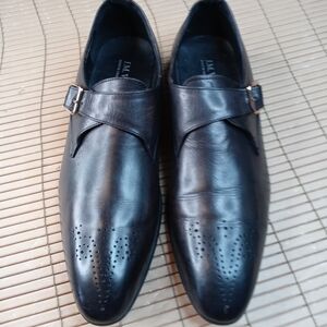 J.M. Weston Men's Brogue Monk strap black leather Shoes EU 42. US 9M. Made in Fr